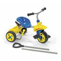 Šlapací tříkolka Rolly Trike Turbo s vodící tyčí - modrá - Rolly