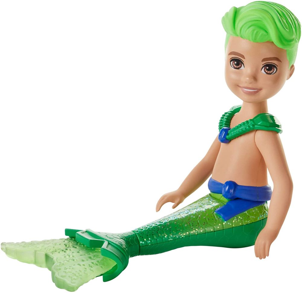 Mattel Barbie Chelsea mořská panna kluk zelené vlasy