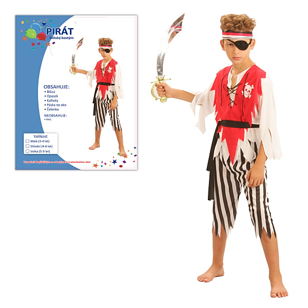 Kostým na karneval - Pirát, 120-130cm
