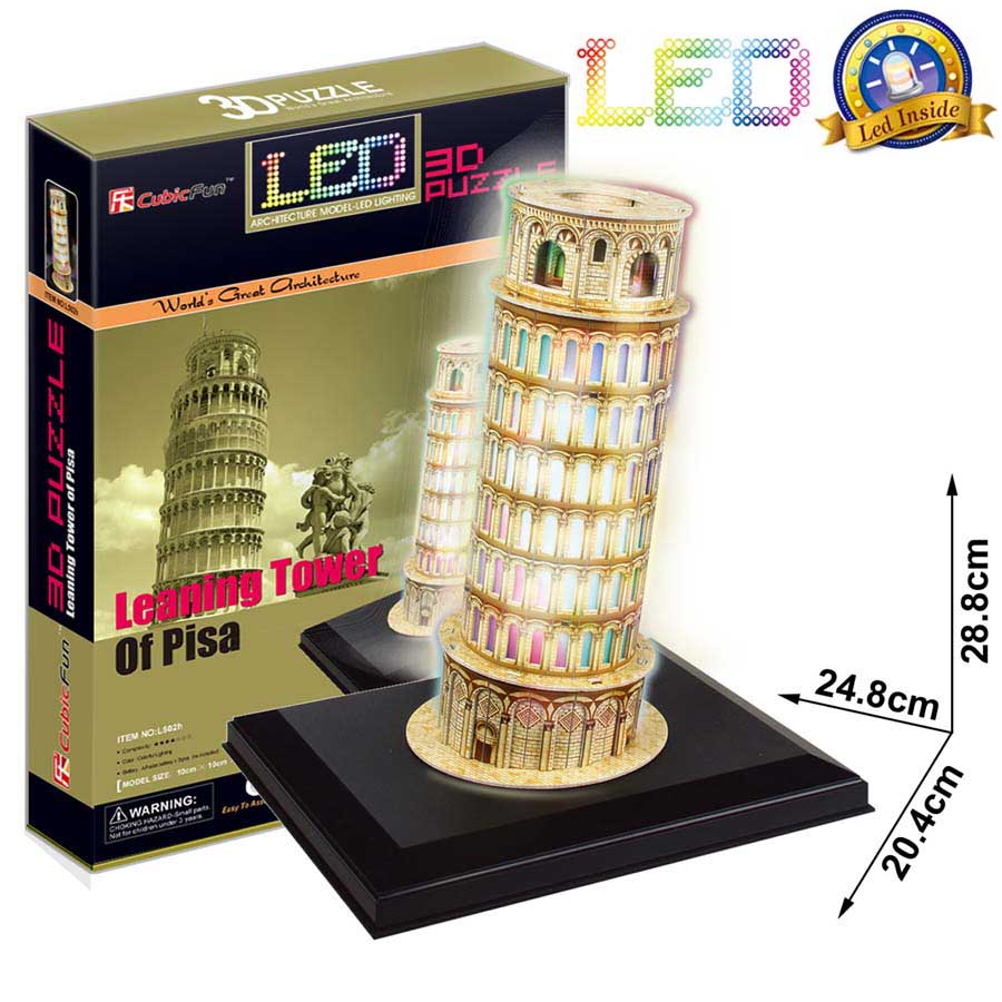 CubicFun 3D Puzzle Šikmá věž v Pizze LED 15 dílků
