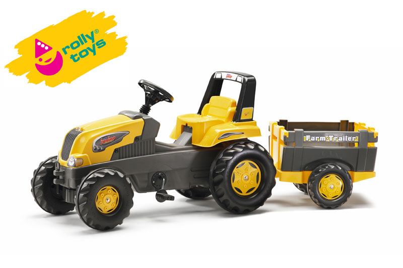 Šlapací traktor Rolly Junior s Farm vlečkou - žlutý - Rolly - AKCE