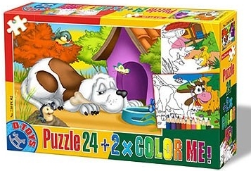 Puzzle Color me! Pejsek 24 dílků + 2x omalovánky