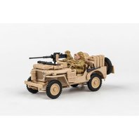 Abrex Cararama 1:43 - 1/4 Ton Military Vehicle With Gun - Sandy Yellow