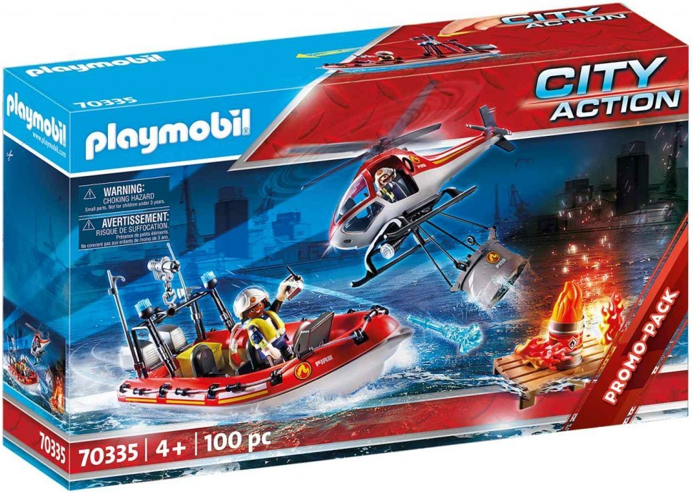 Playmobil 70335 Hasiči s člunem a helikoptérou